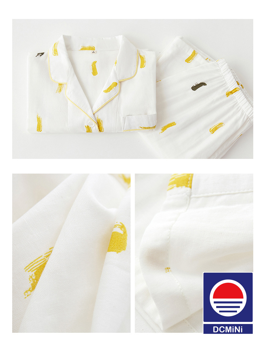 DCMINI Pure Cotton Gauze Pajamas Women Sweet Baby Collar Cotton Summer Thin Home Wear