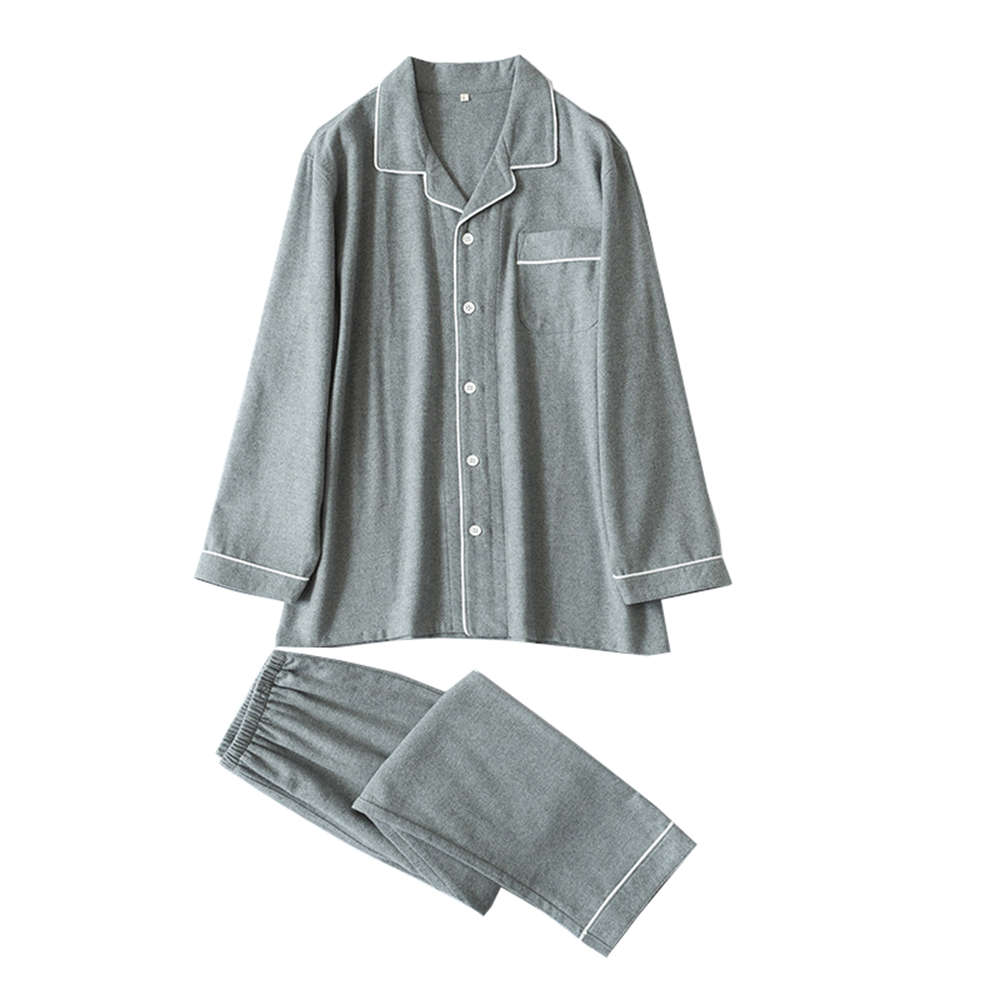 Plaid Couple Pajamas Women Pure Cotton Flannel Men's Autumn and Winter Long-sleeved Home Service
