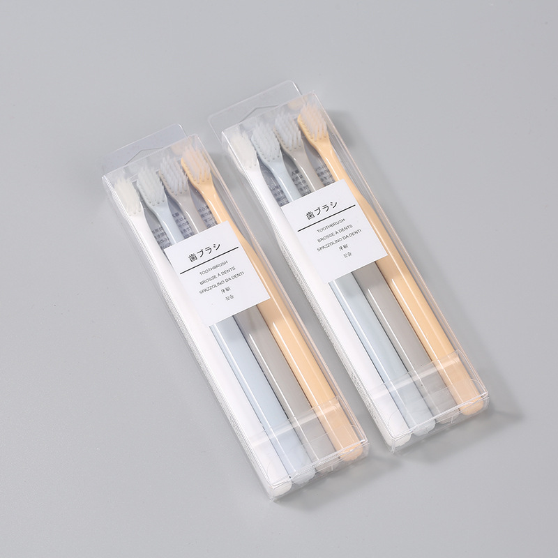 Macaron Japanese 4 Pack Soft Toothbrush Adult Set Small Head Toothbrush