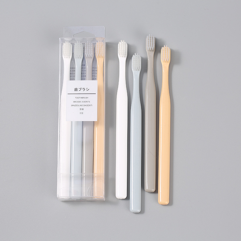 Macaron Japanese 4 Pack Soft Toothbrush Adult Set Small Head Toothbrush