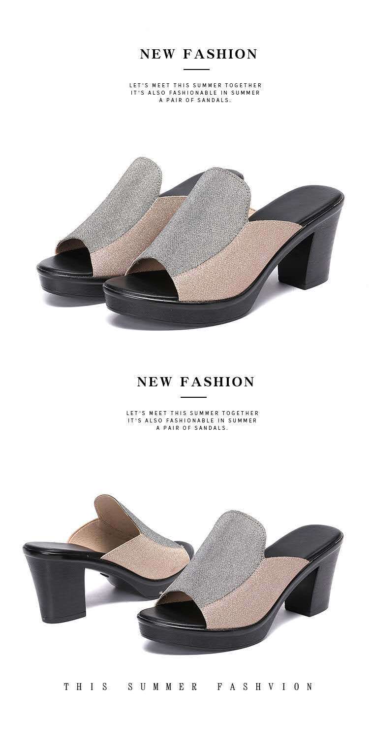 Large Size Sandals and Slippers with Thick Heels and High Heels Waterproof Platform Fish Mouth Shoes