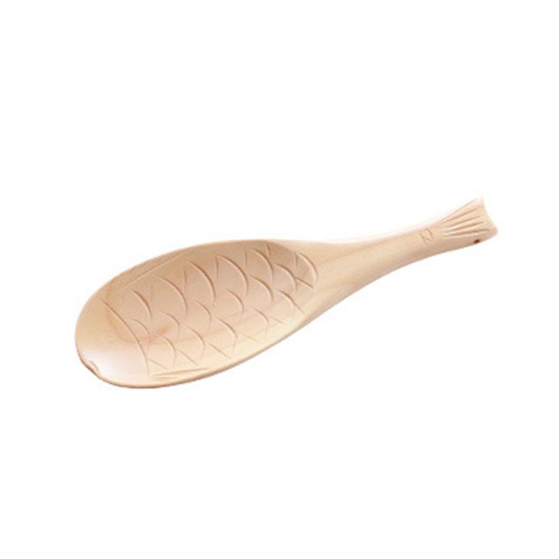 Wooden Shovel Rice Spoon Hand Polished Fish Shape Wooden Rice Scoop For Rice Soup Kitchen Cooking