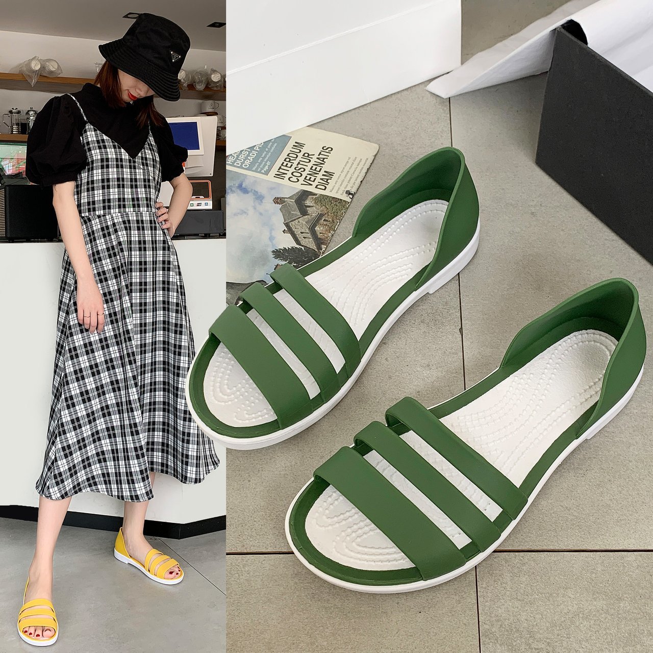 Sandals Women's New One-step Women's Large Size Waterproof Beach Casual Flat Shoes
