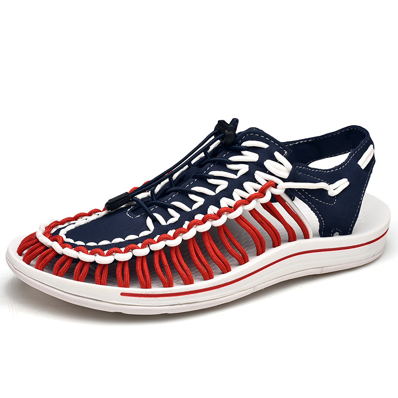 Sandals Men's Summer Soft-soled Beach Shoes Men's Hole Woven Couple Casual Sports Slippers