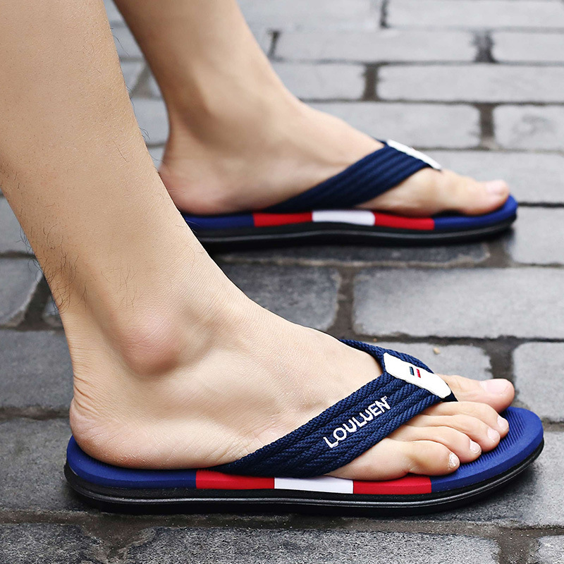 New Summer Flip Flops Beach Shoes Fashion Slippers Men's Trendy Outer Wear Clip Tow
