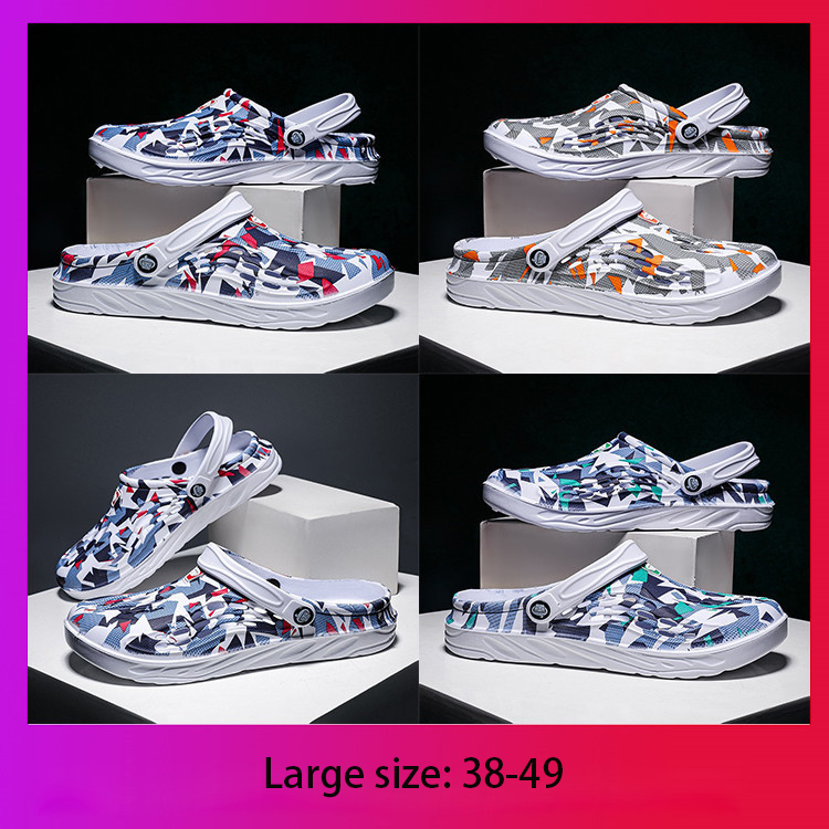 Large Size 38- 49 Size Slippers Men's Summer Sandals Outdoor Camouflage Hole Shoes Outside Sandals Beach Shoes