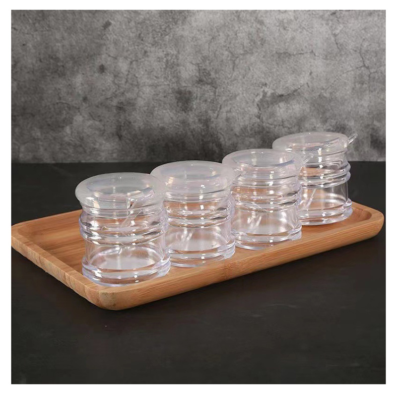 3 Sets Acrylic Seasoning Jar Kitchen Supplies Clear Sugar Jar Household Seasoning Jar with Spoon Seasoning Jar