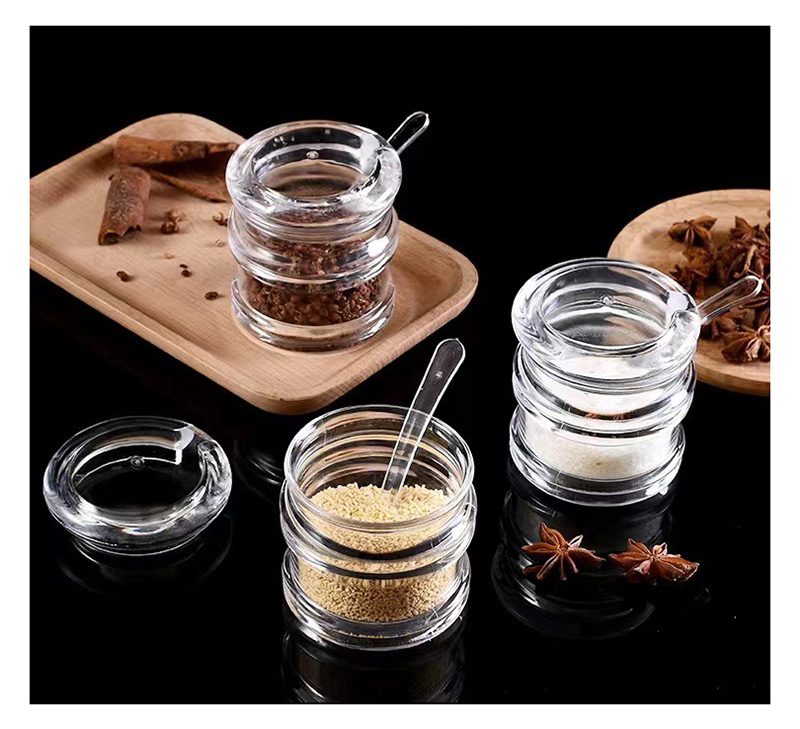 3 Sets Acrylic Seasoning Jar Kitchen Supplies Clear Sugar Jar Household Seasoning Jar with Spoon Seasoning Jar