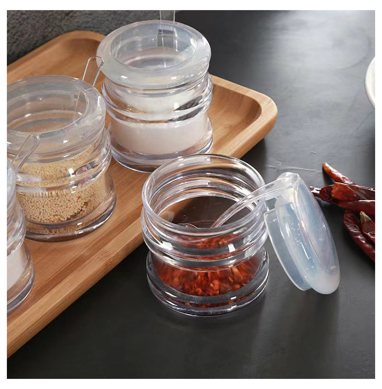 3 Sets Acrylic Seasoning Jar Kitchen Supplies Clear Sugar Jar Household Seasoning Jar with Spoon Seasoning Jar