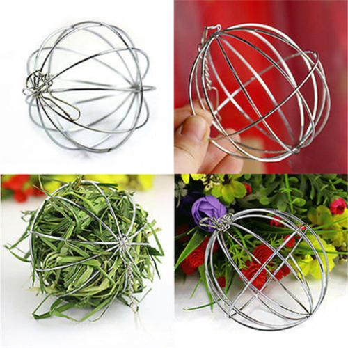 Stainless Steel Round Sphere Feed Dispense Exercise Hanging Hay Ball Guinea Pig Hamster Rabbit Pet Toy