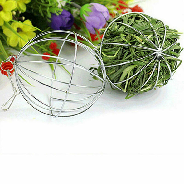Stainless Steel Round Sphere Feed Dispense Exercise Hanging Hay Ball Guinea Pig Hamster Rabbit Pet Toy
