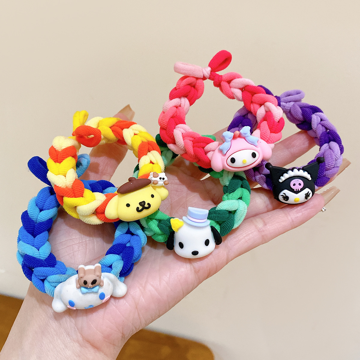 5pcs Random Diy Woven Hair Loop Hair Rope Tie Hair Bracelet Dual Use Couple Band High Beauty Hair Accessories Headband Female