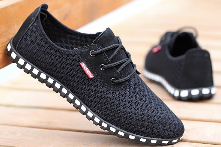 Breathable mesh shoes men's hollow canvas shoes sports and leisure large size men's shoes