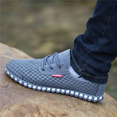 Breathable mesh shoes men's hollow canvas shoes sports and leisure large size men's shoes