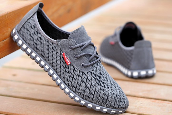 Breathable mesh shoes men's hollow canvas shoes sports and leisure large size men's shoes