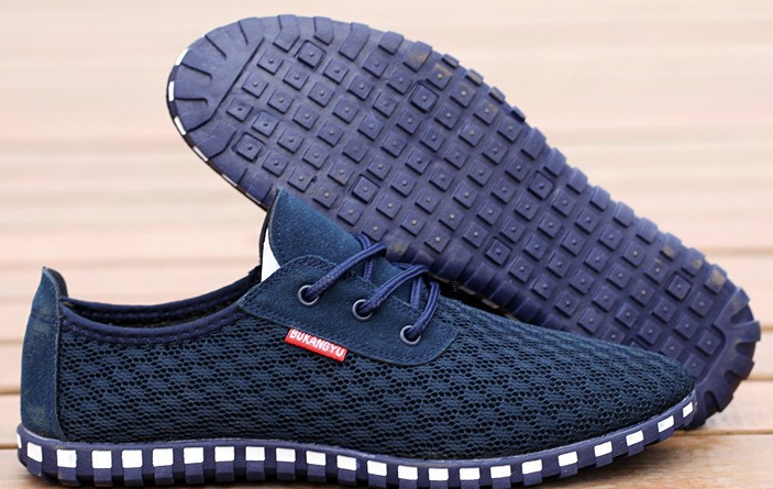 Breathable mesh shoes men's hollow canvas shoes sports and leisure large size men's shoes