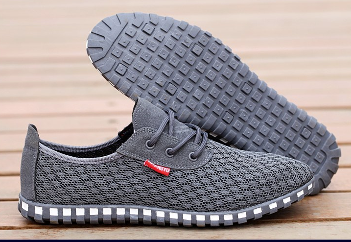 Breathable mesh shoes men's hollow canvas shoes sports and leisure large size men's shoes