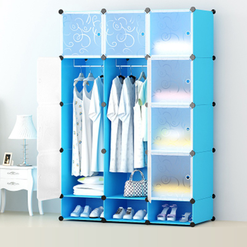 【Promotion】3 Columns DIY Wardrobe Large Capacity Assemble Wardrobe Home Storage Furniture with Shoe Cabinet