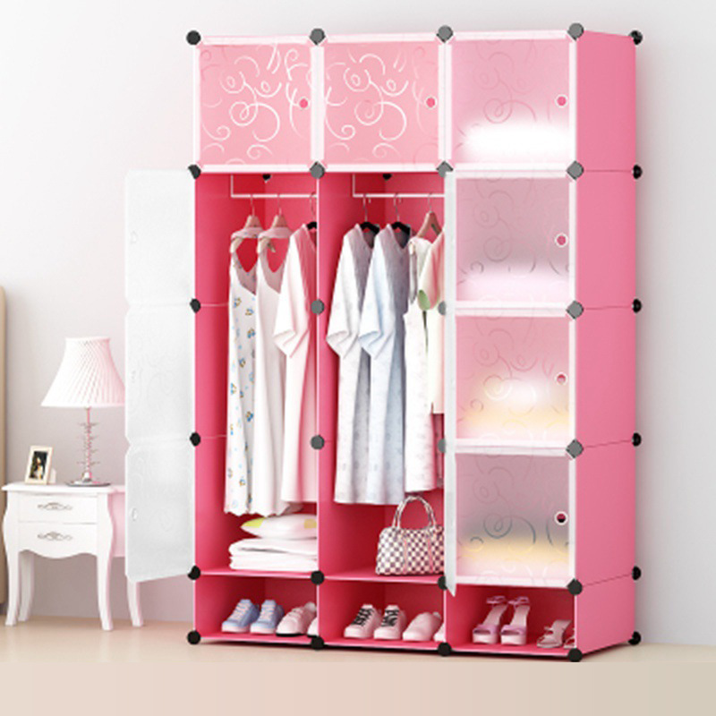 【Promotion】3 Columns DIY Wardrobe Large Capacity Assemble Wardrobe Home Storage Furniture with Shoe Cabinet