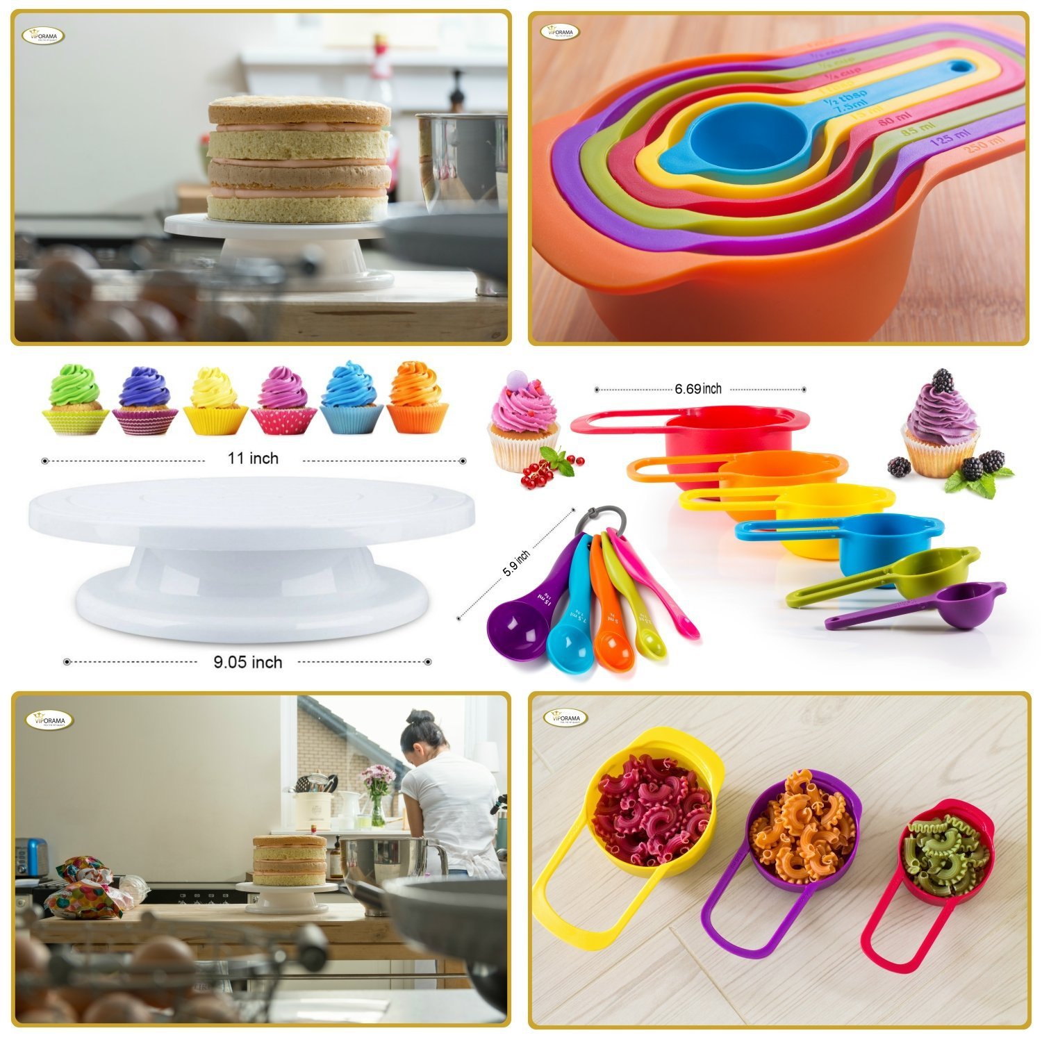 60 piece cake turntable set cake decorating table set baking tools DIY homemade cake