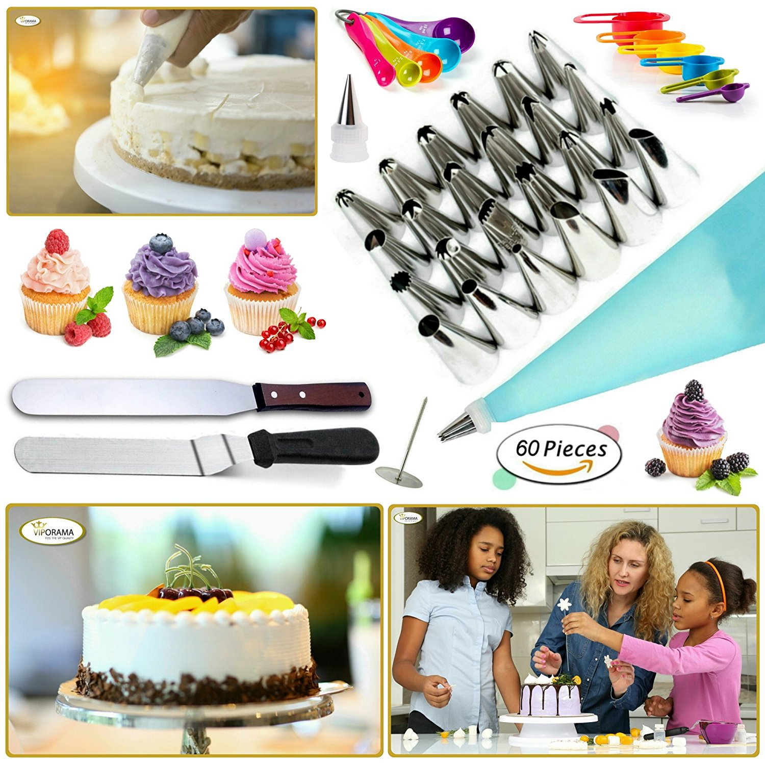 60 piece cake turntable set cake decorating table set baking tools DIY homemade cake