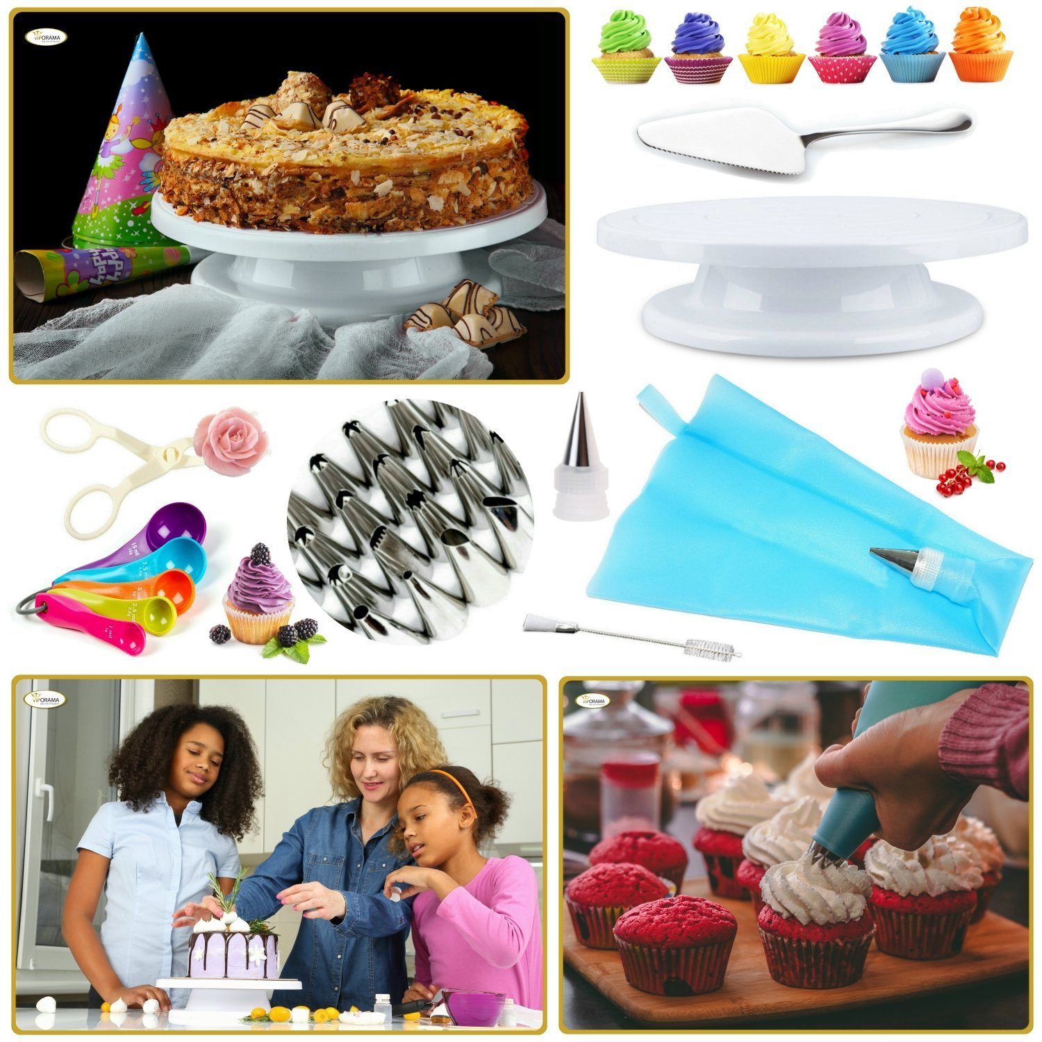 60 piece cake turntable set cake decorating table set baking tools DIY homemade cake