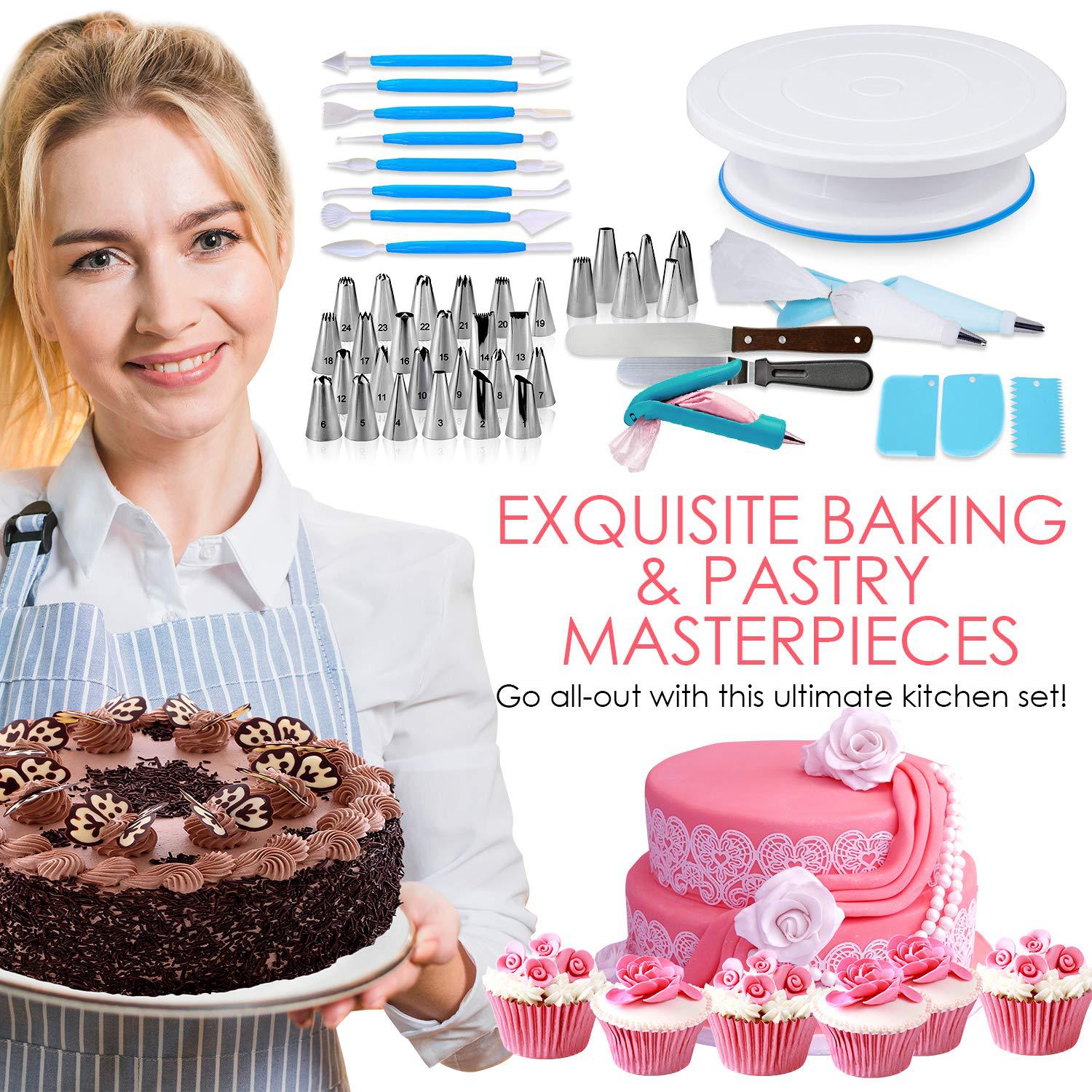 207 PCS cake turntabledecorating nozzle decorating bagcream scraper spatula kitchen baking tools