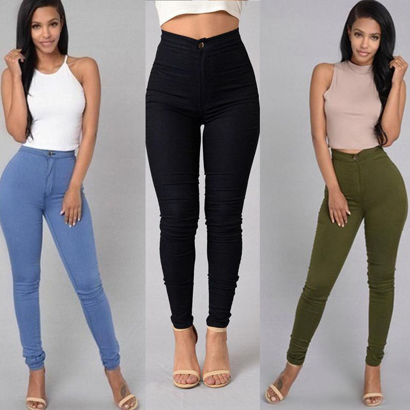 Women's high-waisted stretch leggings and tight pencil pants