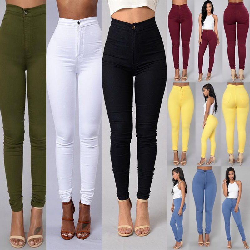 Women's high-waisted stretch leggings and tight pencil pants
