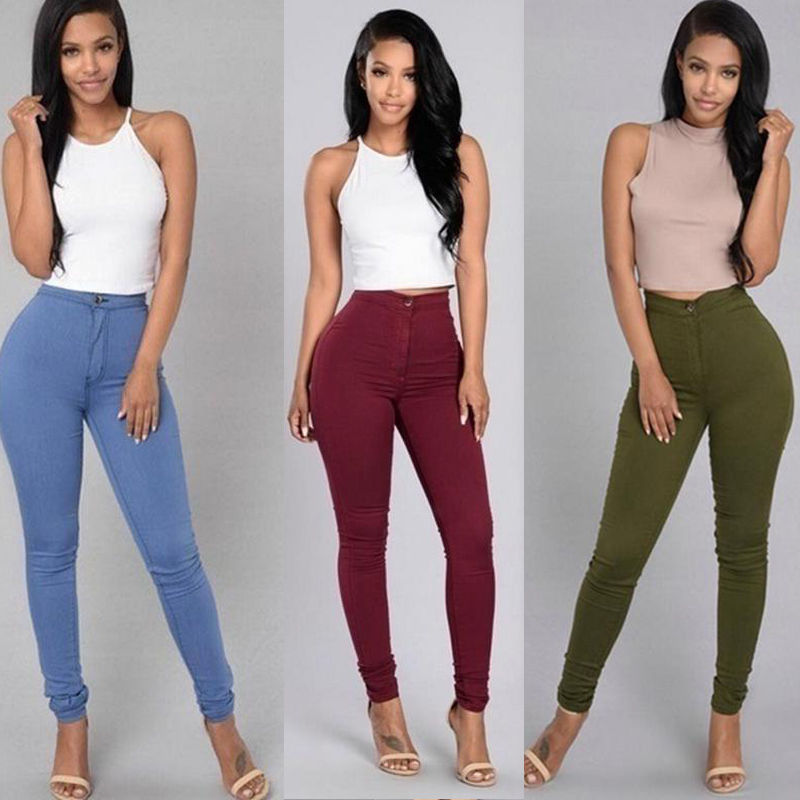 Women's high-waisted stretch leggings and tight pencil pants