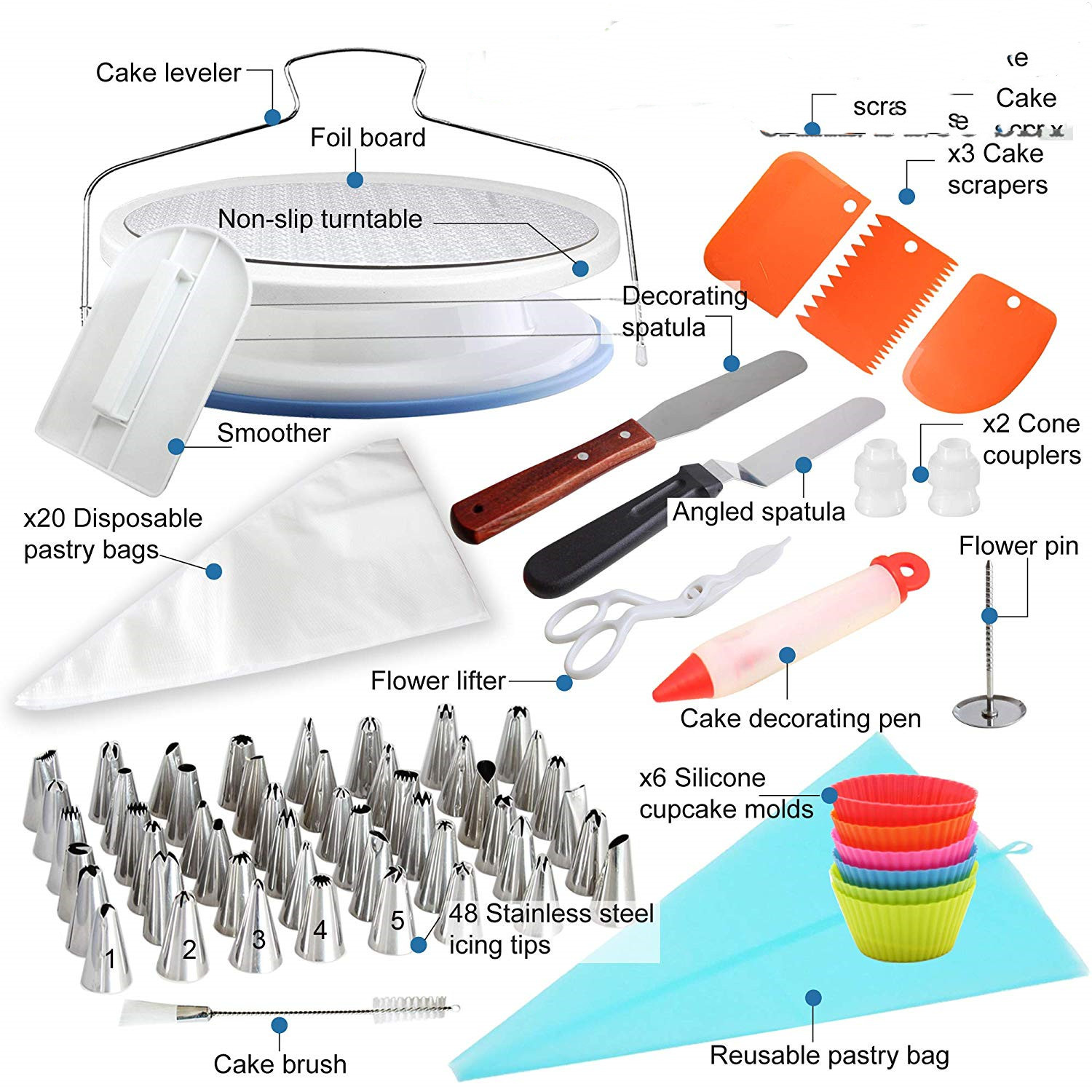 90-piece cake decorating table set cake turntable kitchen baking tools DIY homemade cake