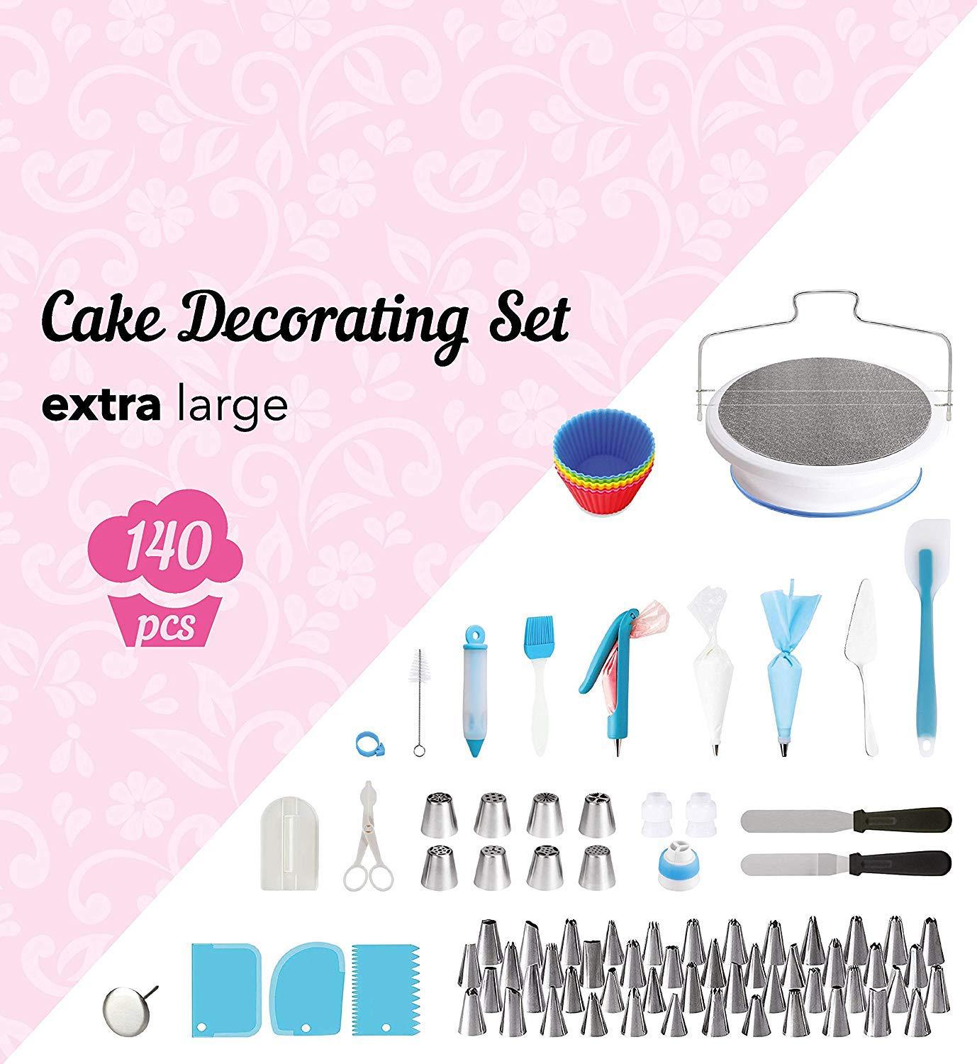 Happy family 140 PCS/Set Multifunction Cake Turntable Set Cake Decorating Kitchen Tools