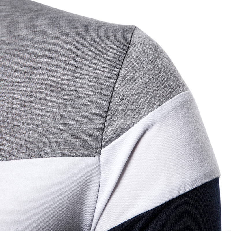 Men's long-sleeved T-shirt men's casual fake color matching fit men's POLO bottoming T-shirt