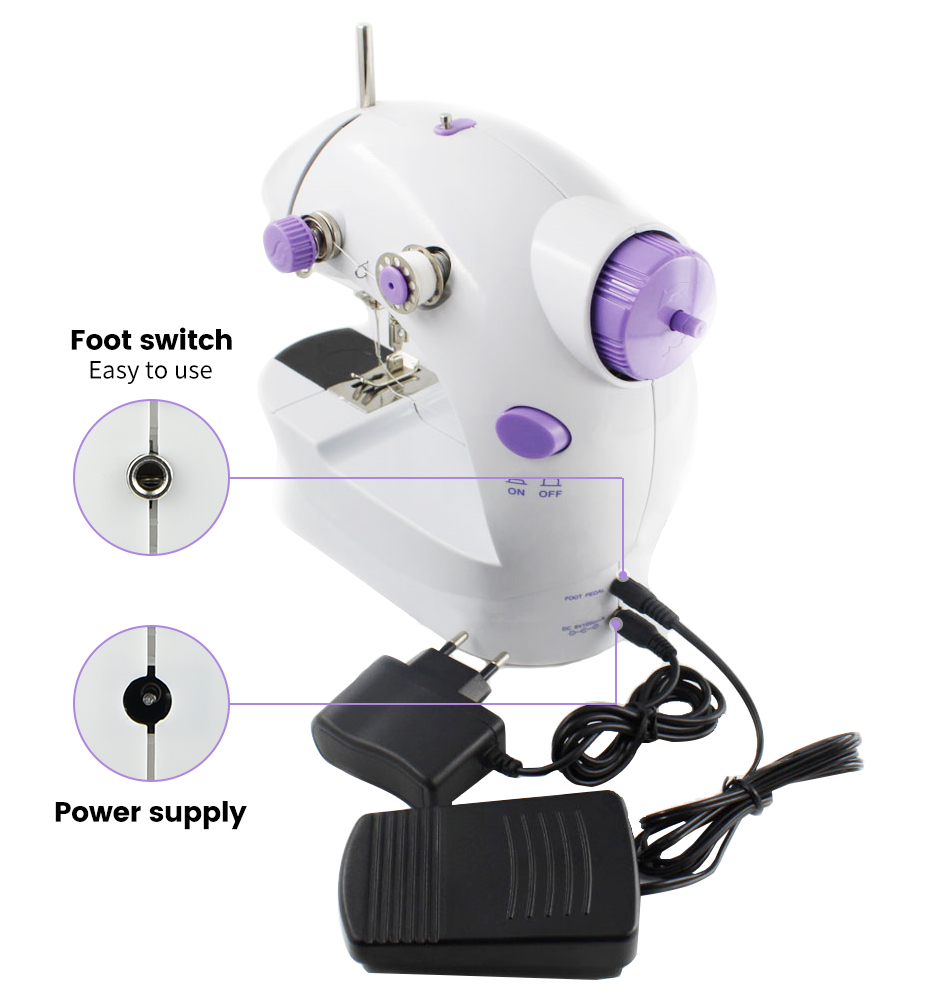 Sewing Machine Mini Portable Household Night Light Foot Pedal  Two Thread Kit Electric