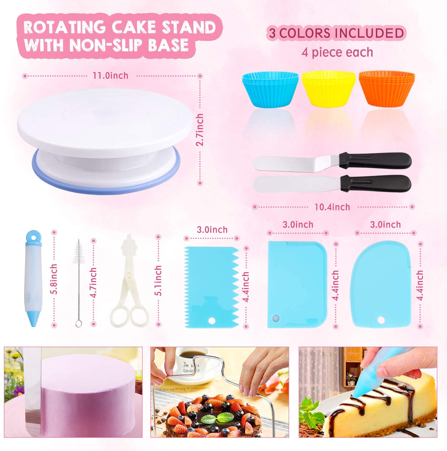 106pcs Cake Decorating Set Cupcake Decorating Kit Baking Supplies with Nonslip Turntable Stand