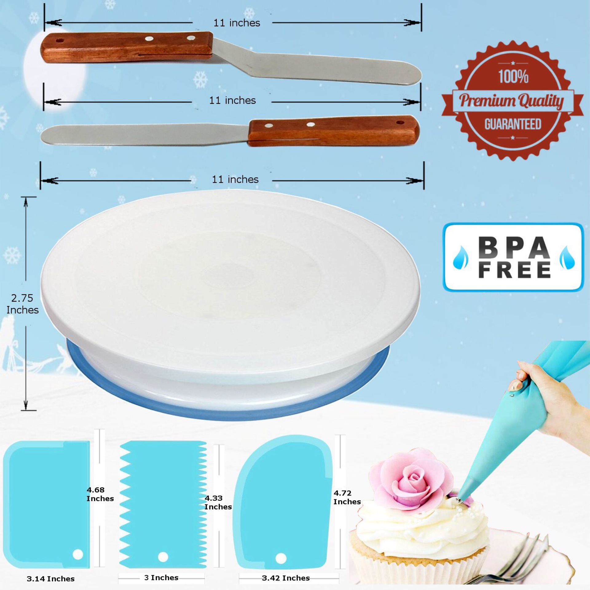 73PCS Multifunction Cake Decorating Kit Cake Turntable Set Pastry Tube Fondant KitchenTool