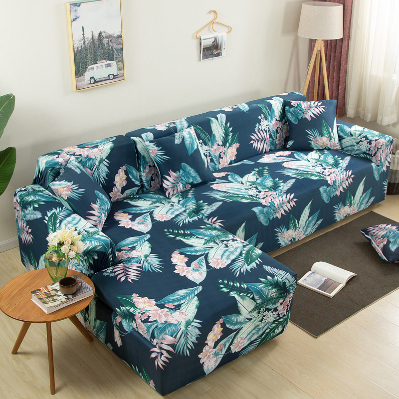 Square lattice printed L shape sofa covers for living room sofa protector 2-seater