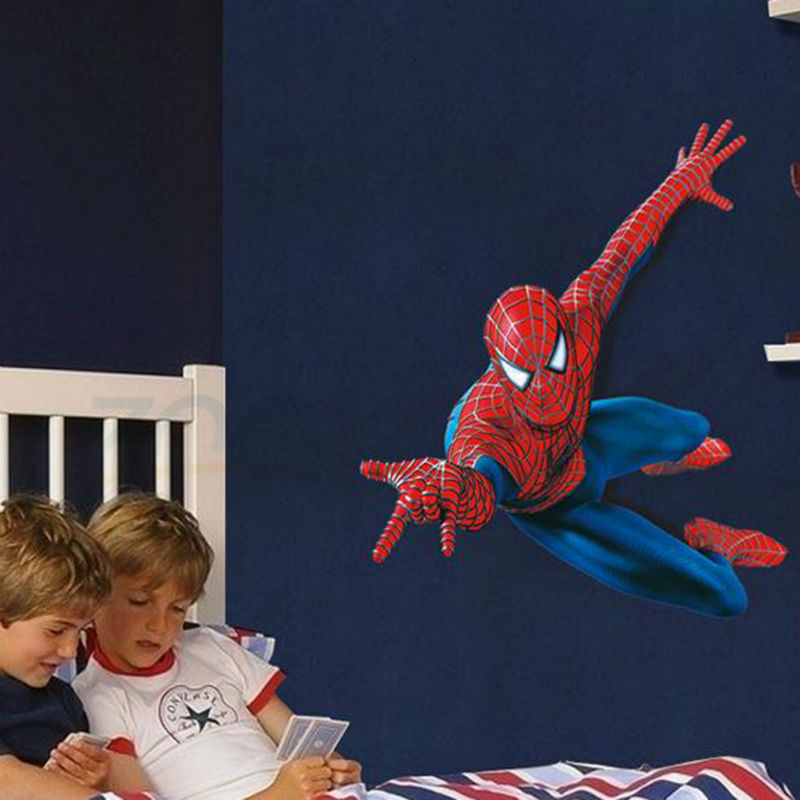 Superman Spiderman giant wall stickers adhesive for children room  Home Decor
