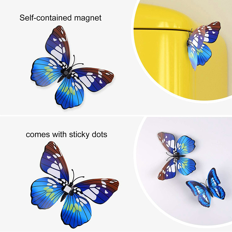12pcs Pvc 3d Butterfly Wall Decor Cute Butterflies Wall Stickers Art Decals Home