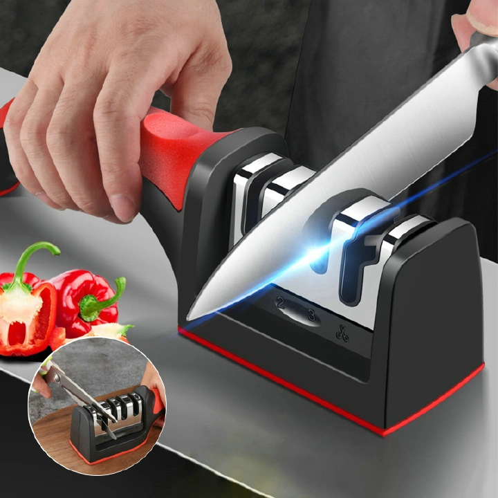 Knife Sharpeners for Kitchen Knives 4 in1 Kitchen Knife Sharpener Knife Sharpening Kit with 4 Stage Sharpening Slots Works for Ceramic Steel Knives and Scissor Kitchen Knife Accessories