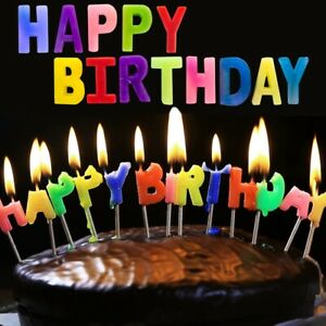 Happy Birthday Candle Set Colourful Party Letter Cake Decoration Topper Boys Girls