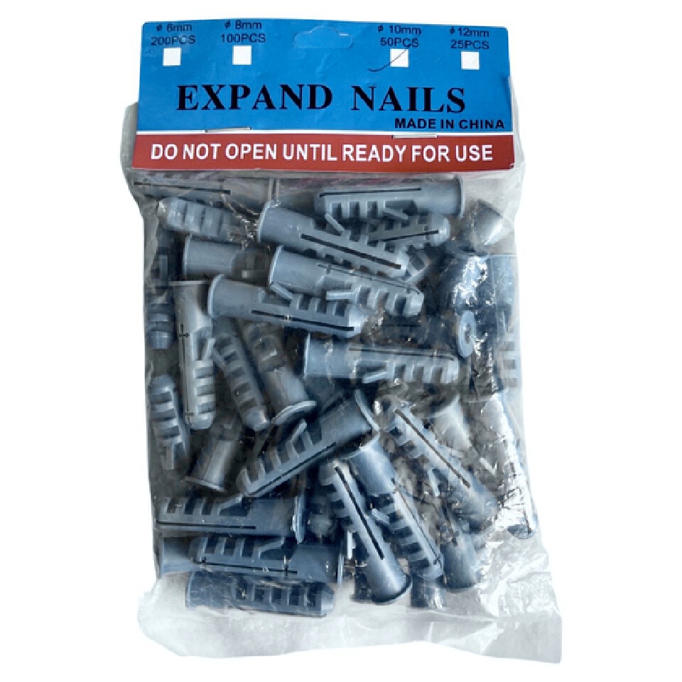50pcs Expand Nails Plastic Wall Screws & Bolts Mounted Lag Screws Anchor Expansion Nails 10mm Size Hardware