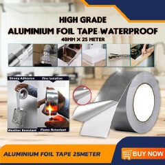 Professional Aluminium Foil Tape Adhesives Heat Resistant Strong Stickiness Pipes Refrigerator Repairing Waterproof Silver Flame-Retardant  HVAC, Fridge, Freezer, Insulation, Hot and Cold Air Ducts