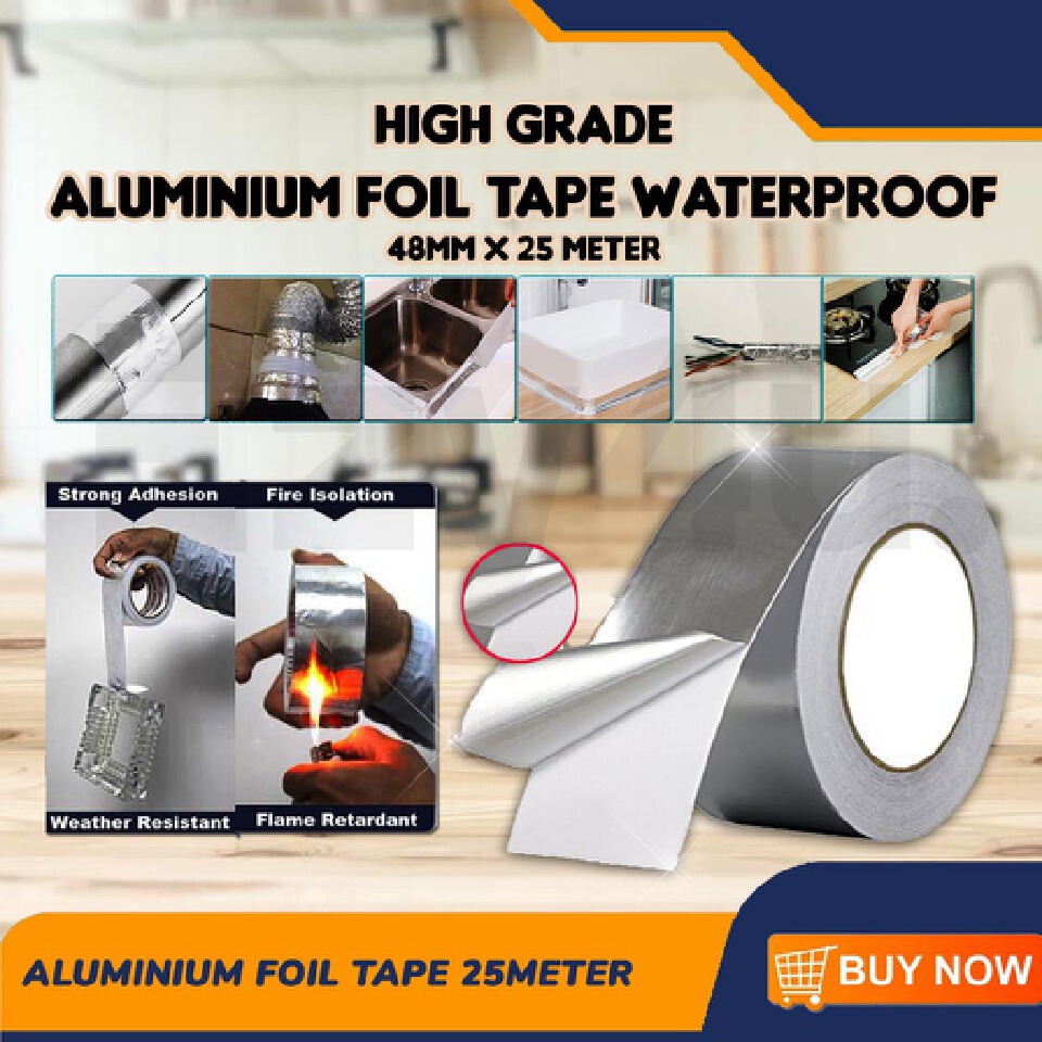 Professional Aluminium Foil Tape Adhesives Heat Resistant Strong Stickiness Pipes Refrigerator Repairing Waterproof Silver Flame-Retardant  HVAC, Fridge, Freezer, Insulation, Hot and Cold Air Ducts