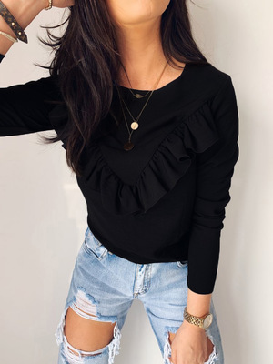 2021 High quality Long Sleeve Elegant Women Blouses Lady Office Work Ruffles O-Neck Shirts Tops Autumn Winter Blusas