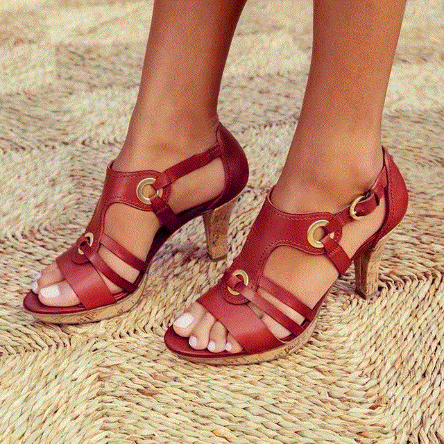 2021 High quality Summer Sandals Women Open Toe Gladiator Shoes Women Ring Fashion Shoes Flats Metal Buckle Thin Heels Dropshipping