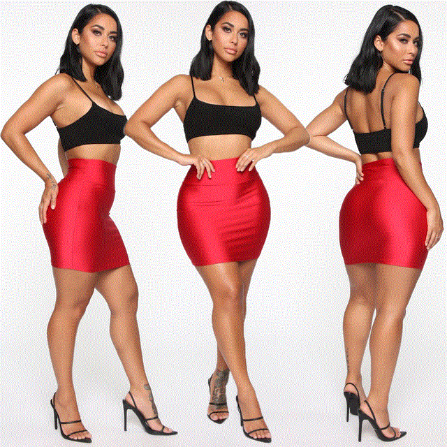 2021 High quality Women Sexy Pencil Mini Skirts Summer Ladies High Waist Stretchy Skirts Club Wear Casual Short Skirts