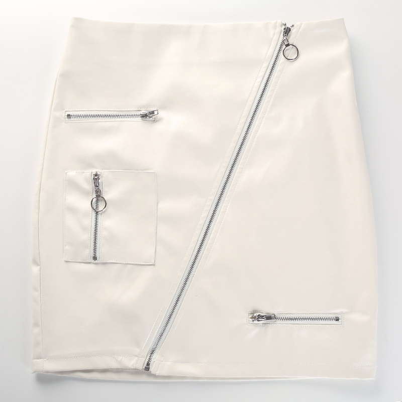 2021 High quality Sweet Solid Boho Beach Style Skirts Women Zipper A Line Skirt Summer High Waist Leather Elegant