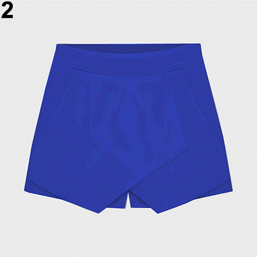 2021 High quality New Women Summer Sexy Casual Asymmetrical Front Candy Color Shorts Mini Skirt Stretch Bright Zipper