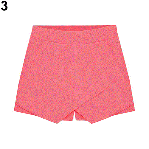 2021 High quality New Women Summer Sexy Casual Asymmetrical Front Candy Color Shorts Mini Skirt Stretch Bright Zipper